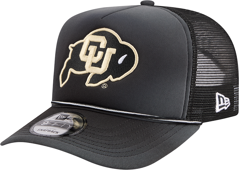 Colorado Buffaloes New Era Black Fade Rope 9FIFTY A-FRAME Trucker Snapback Hat