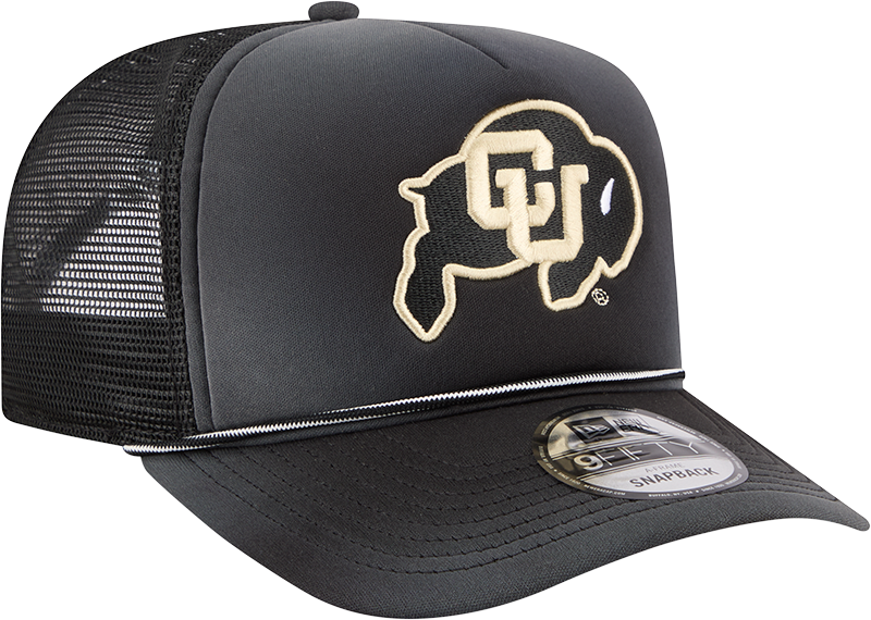 Colorado Buffaloes New Era Black Fade Rope 9FIFTY A-FRAME Trucker Snapback Hat