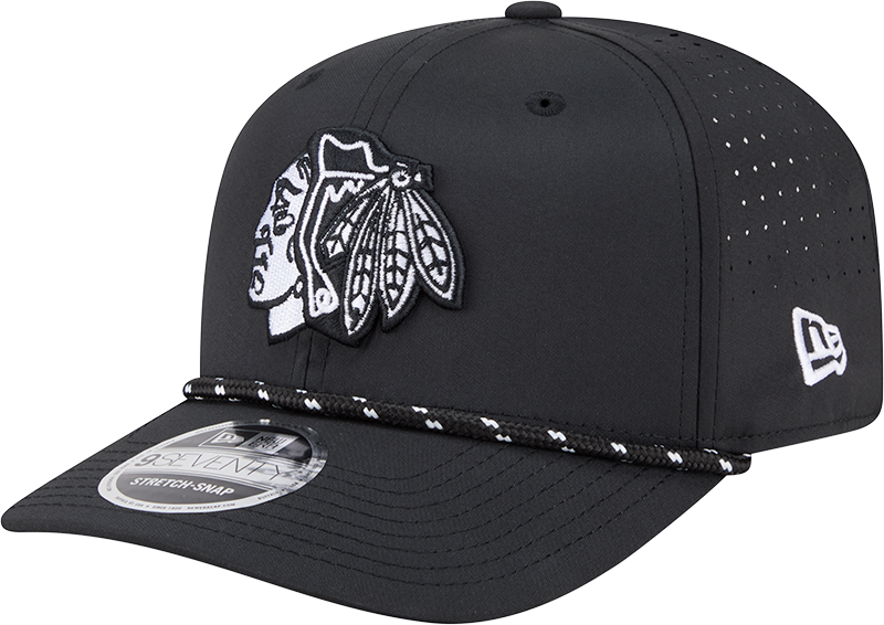 Chicago Blackhawks New Era Black Rope 9SEVENTY Stretch-Snap Adjustable Hat