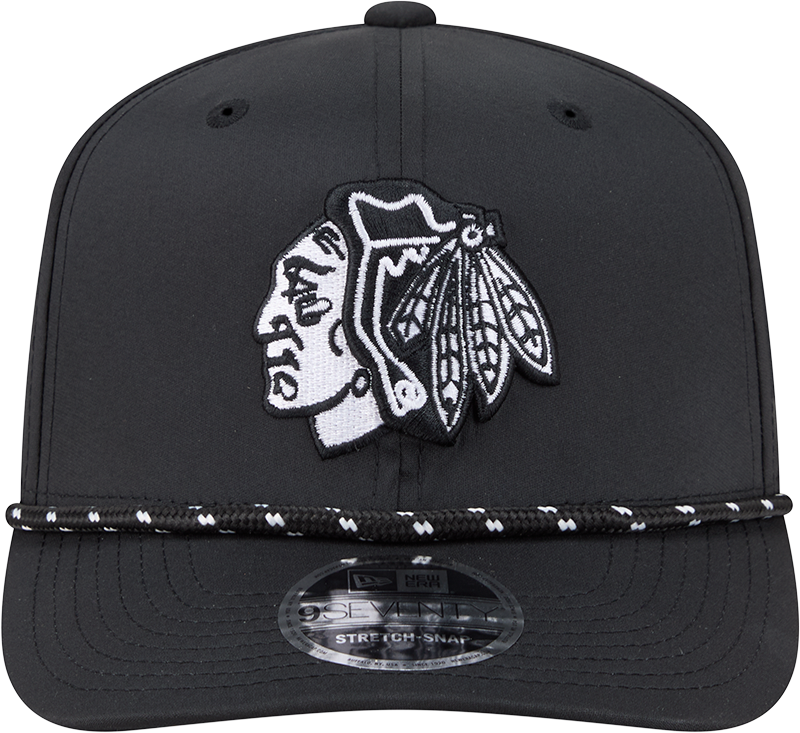 Chicago Blackhawks New Era Black Rope 9SEVENTY Stretch-Snap Adjustable Hat