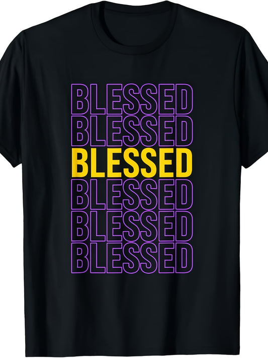 Purple and Golds Blessed-Golden & Purple Color Graphic Funny Creative Graphic T-ShirtSame style for men and women 2025 summer short-sleeved printed T-shirt pure 220G