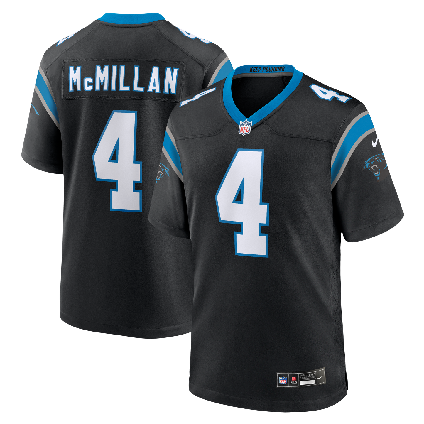 Men's Tetairoa McMillan Carolina Panthers Nike Black Replica Game Jersey