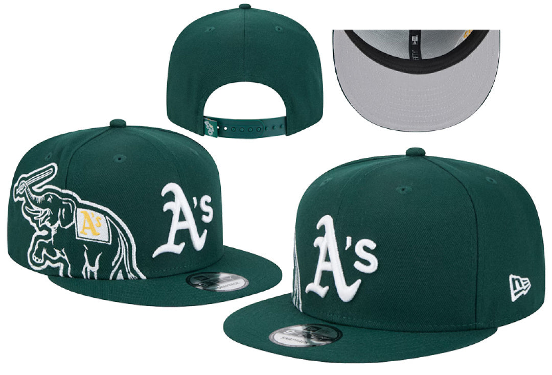 Men's New Era Green Athletics Logo Strike 9FIFTY Snapback Hat