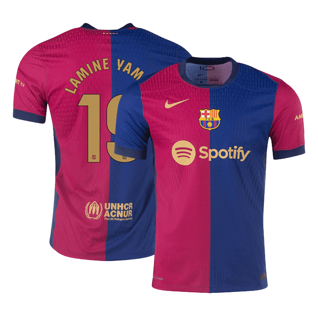 Player Version LAMINE YAMAL #19 Barcelona Home Football Shirt 2024/25- - old sponsor