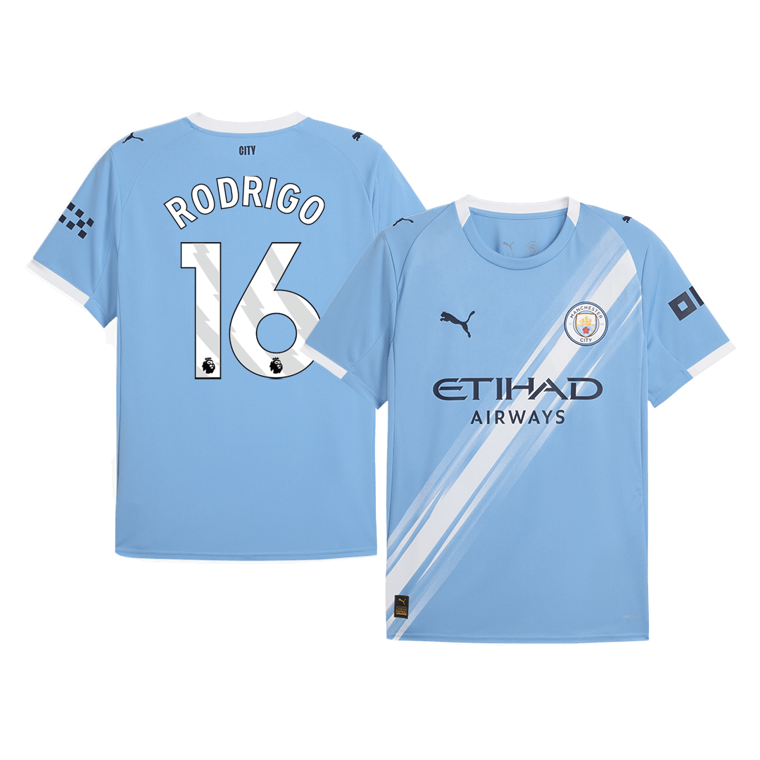 RODRIGO #16 Manchester City Home Football Shirt 2025/26 Blue