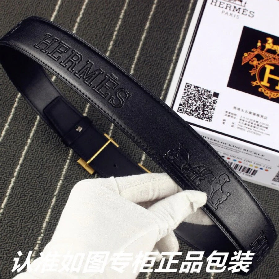 HM Original Belt 38mm Black Cowhide Gold Buckle 620273