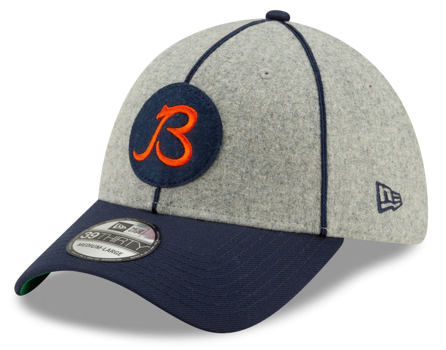 Chicago Bears 2019 Established Collection Sideline 1920 Home "B" Logo Gray/Navy 39THIRTY Flex Hat