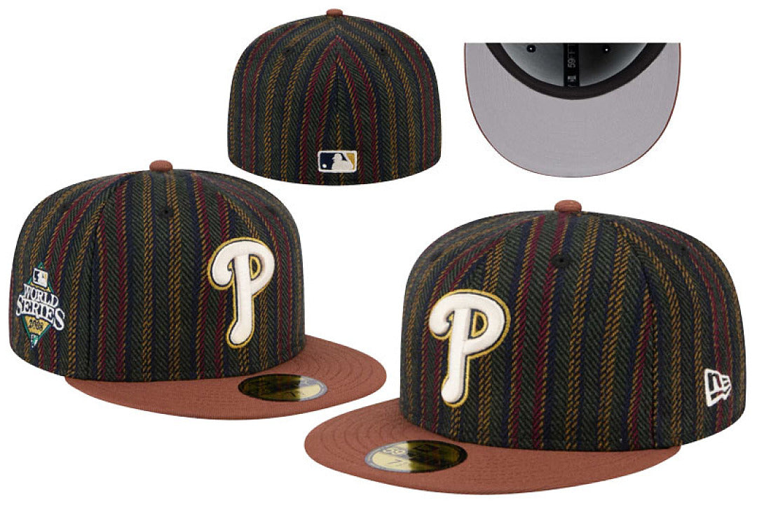 Men's Philadelphia Phillies New Era Brown Vintage Herringbone 59FIFTY Fitted Hat