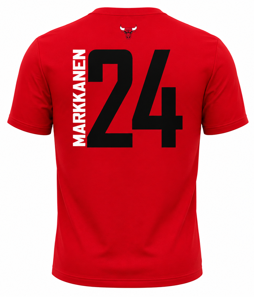 Men's Chicago Bulls Lauri Markkanen Vertical Name and Number Majestic Tee