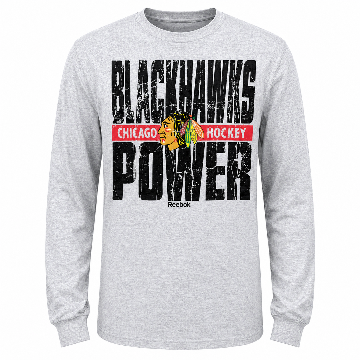 NHL Chicago Blackhawks Youth Reebok Black/Gray 2 In One Long Sleeve/Short Sleeve Combo T-Shirt
