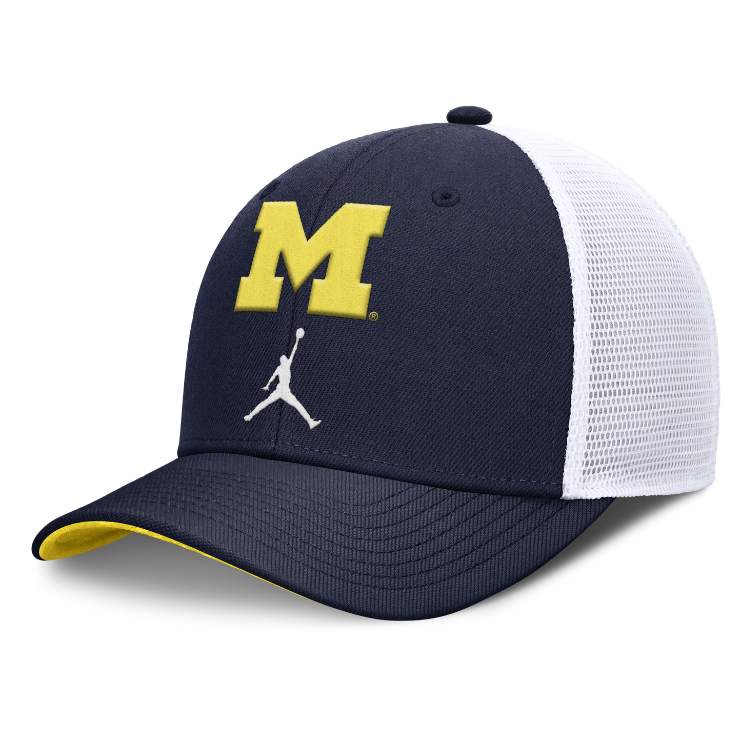 Michigan Wolverines Jordan Brand Rise Navy Adjustable Snapback Trucker Hat