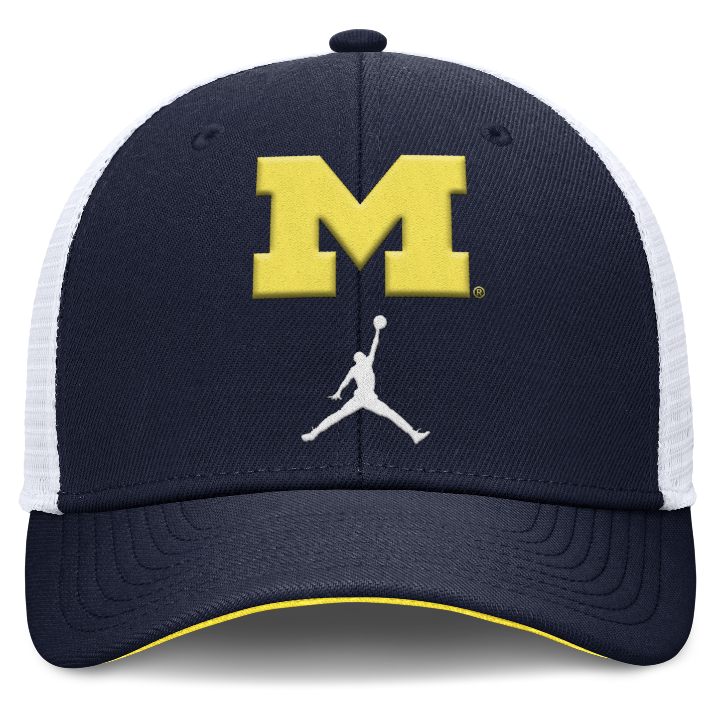 Michigan Wolverines Jordan Brand Rise Navy Adjustable Snapback Trucker Hat