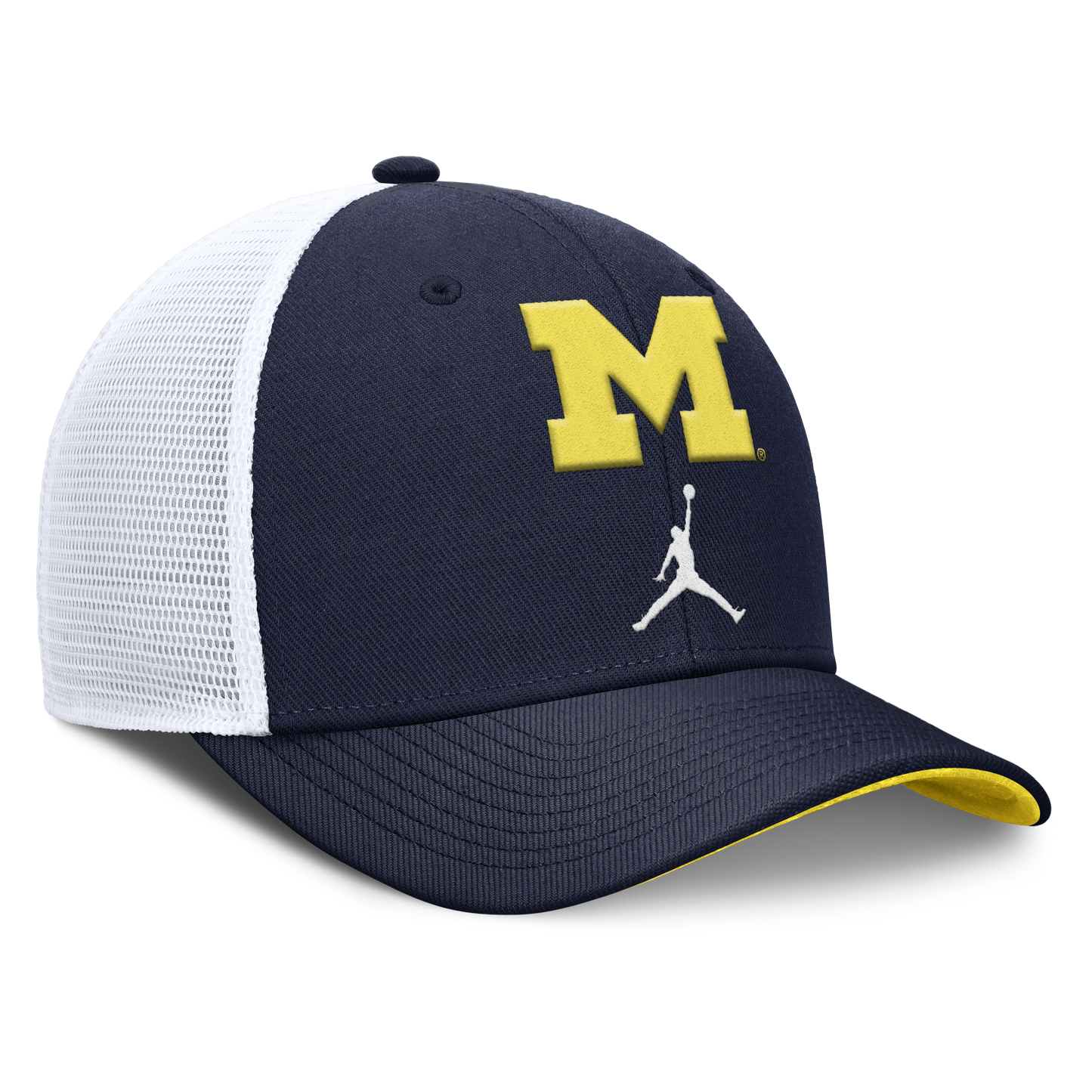 Michigan Wolverines Jordan Brand Rise Navy Adjustable Snapback Trucker Hat