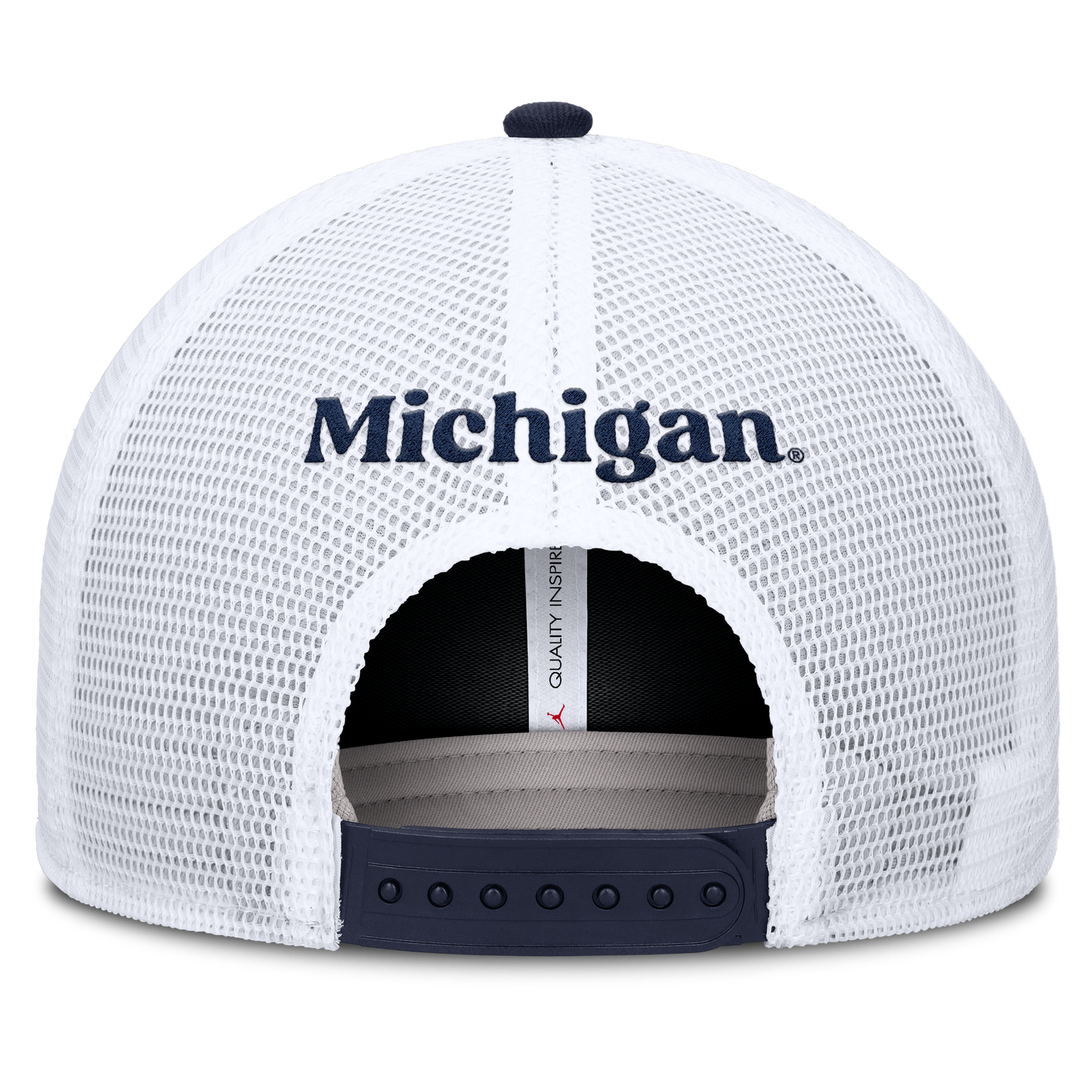 Michigan Wolverines Jordan Brand Rise Navy Adjustable Snapback Trucker Hat
