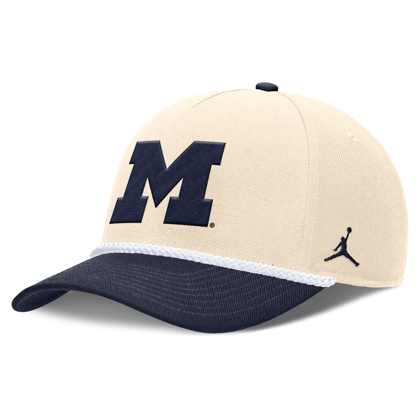 Michigan Wolverines Jordan Brand Unisex 2026 Primetime Natural 5-Panel Rope 2-Tone Rise Hat - Natural