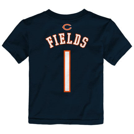 Toddler Justin Fields Chicago Bears Navy Mainliner Name And Number Shirt