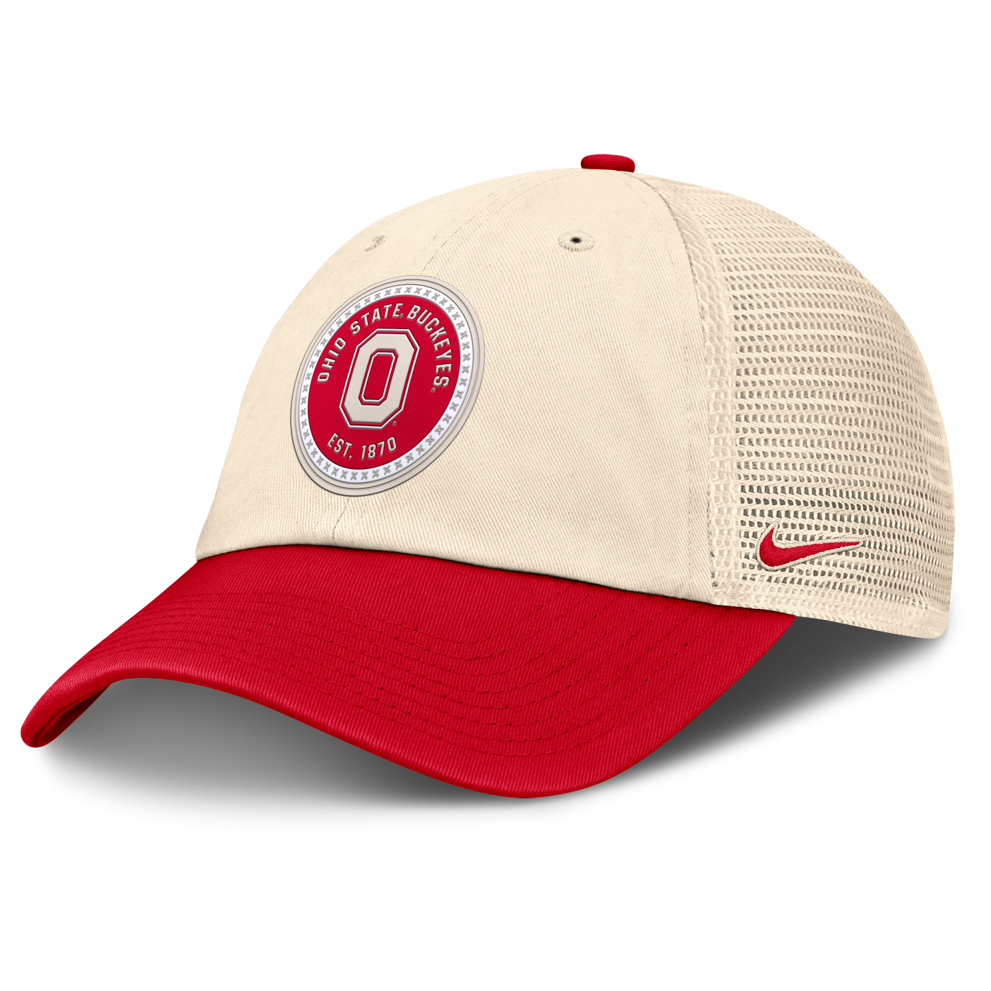 Men's Ohio State Buckeyes Nike Club Primetime Unstructured Trucker Cap-Natural