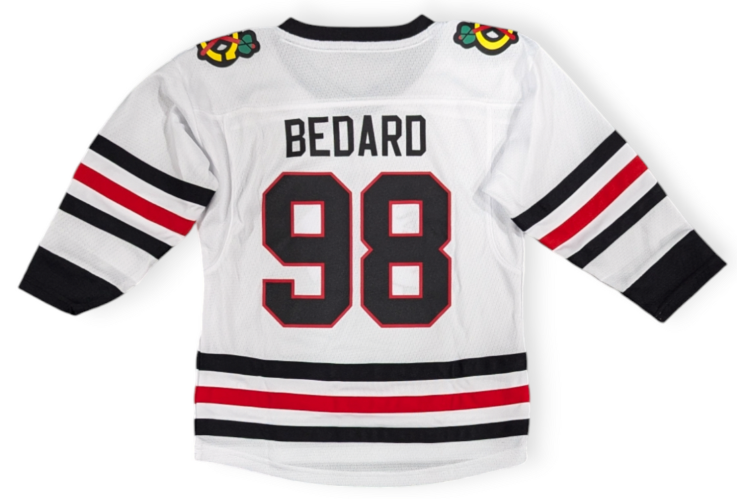 Kids Connor Bedard Chicago Blackhawks White Away Replica Child Jersey