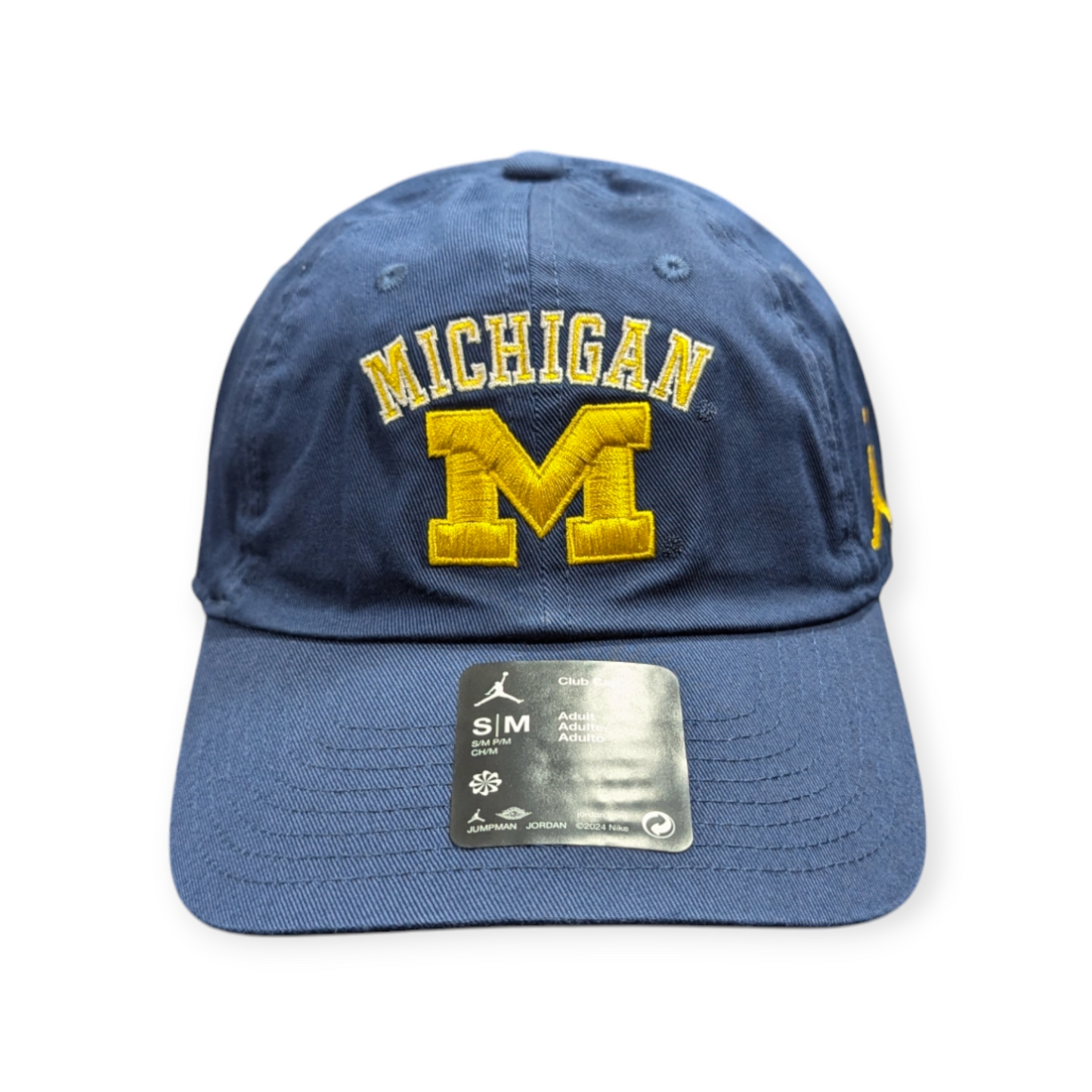 Michigan Wolverines Nike Club Navy Dri-Fit Unstructured Adjustable Hat