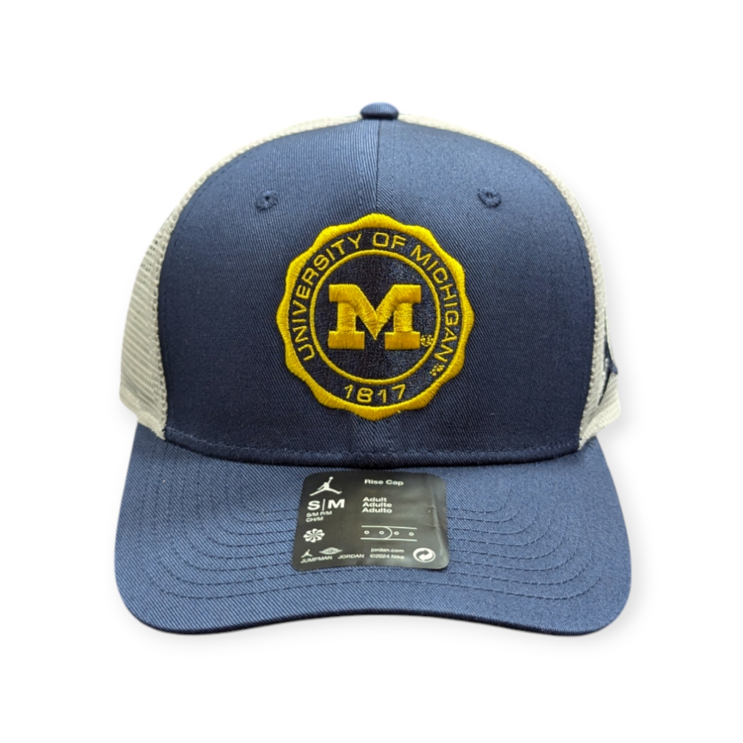 Michigan Wolverines Nike Navy Rise Trucker Crest Adjustable Hat