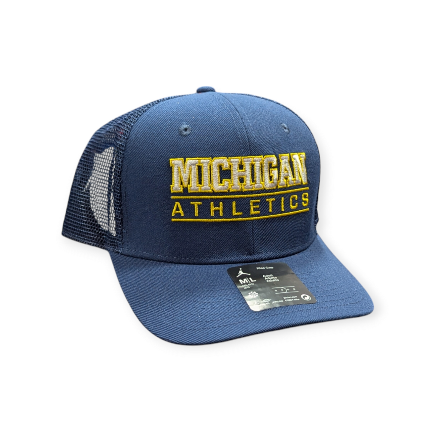 Michigan Wolverines Nike Rise Navy Trucker Adjustable Hat