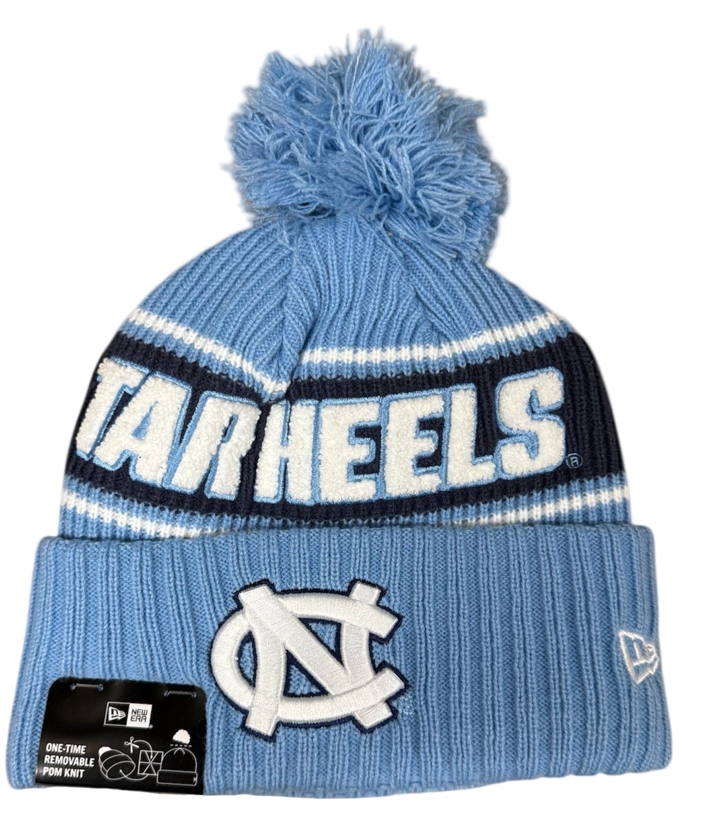 North Carolina Tar Heels New Era Bold Knit Cuffed Knit Hat with Pom - Carolina Blue