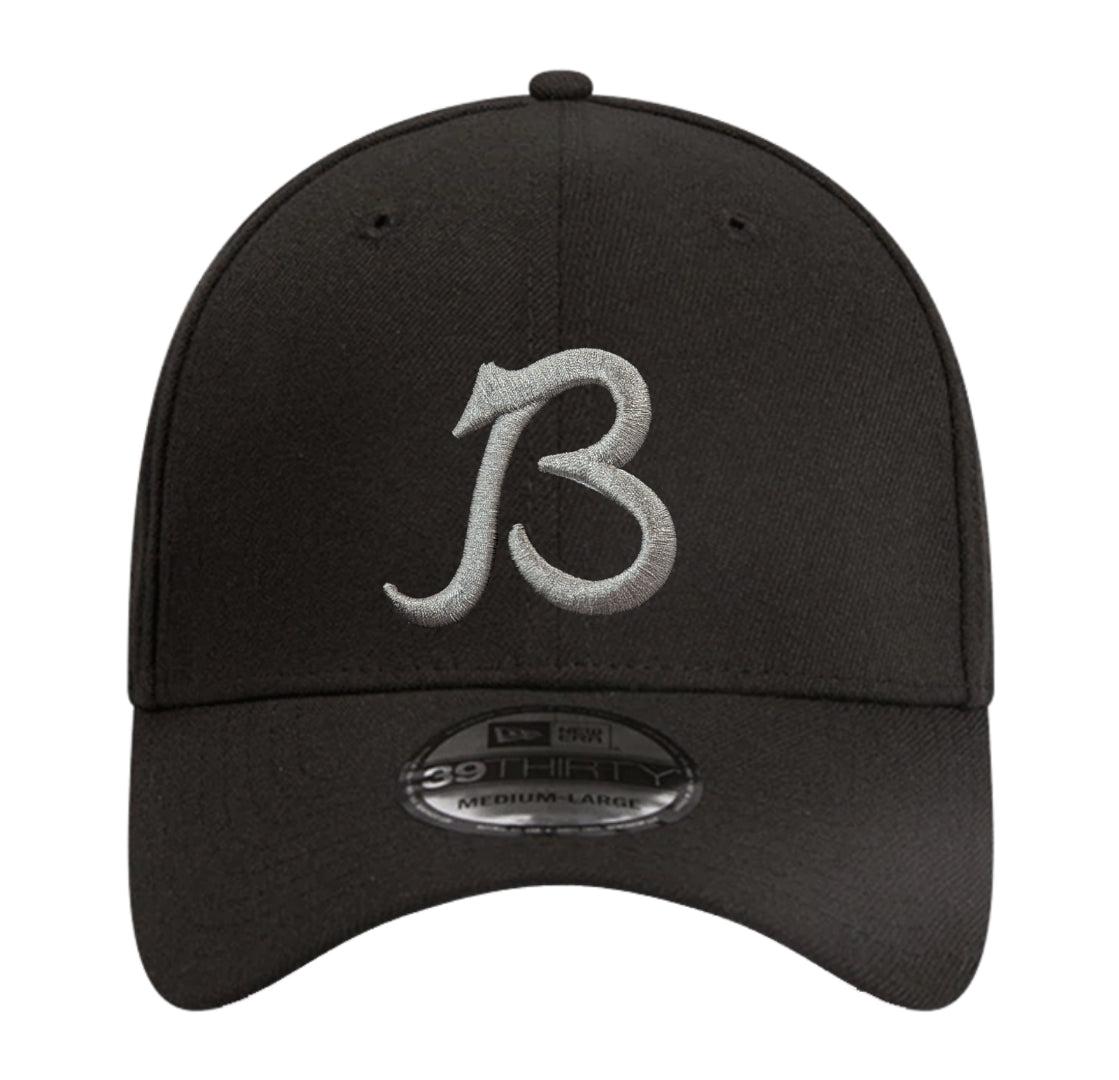 Men's Chicago Bears New Era "B" Black/Graphite 1985 Champions 39THIRTY Flex Hat