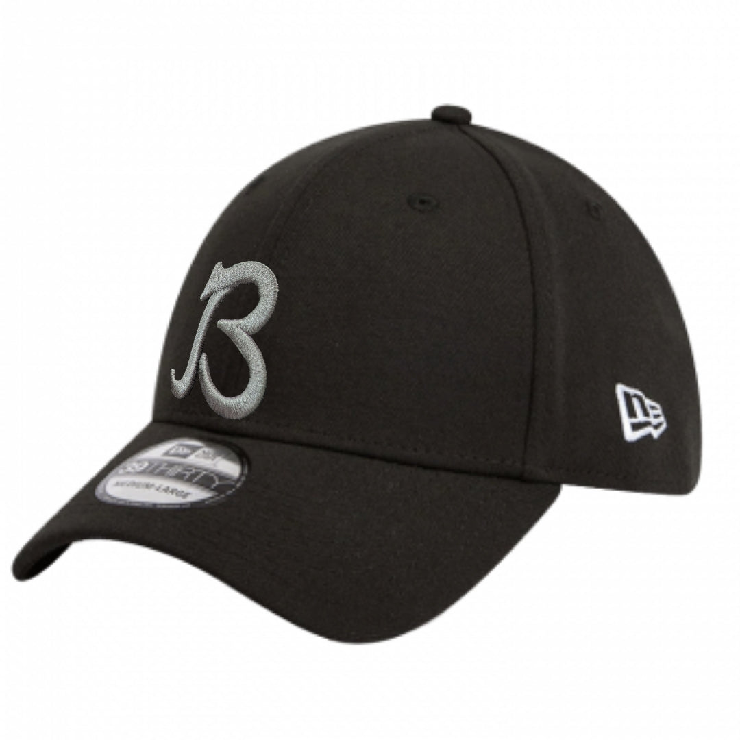 Men's Chicago Bears New Era "B" Black/Graphite 1985 Champions 39THIRTY Flex Hat