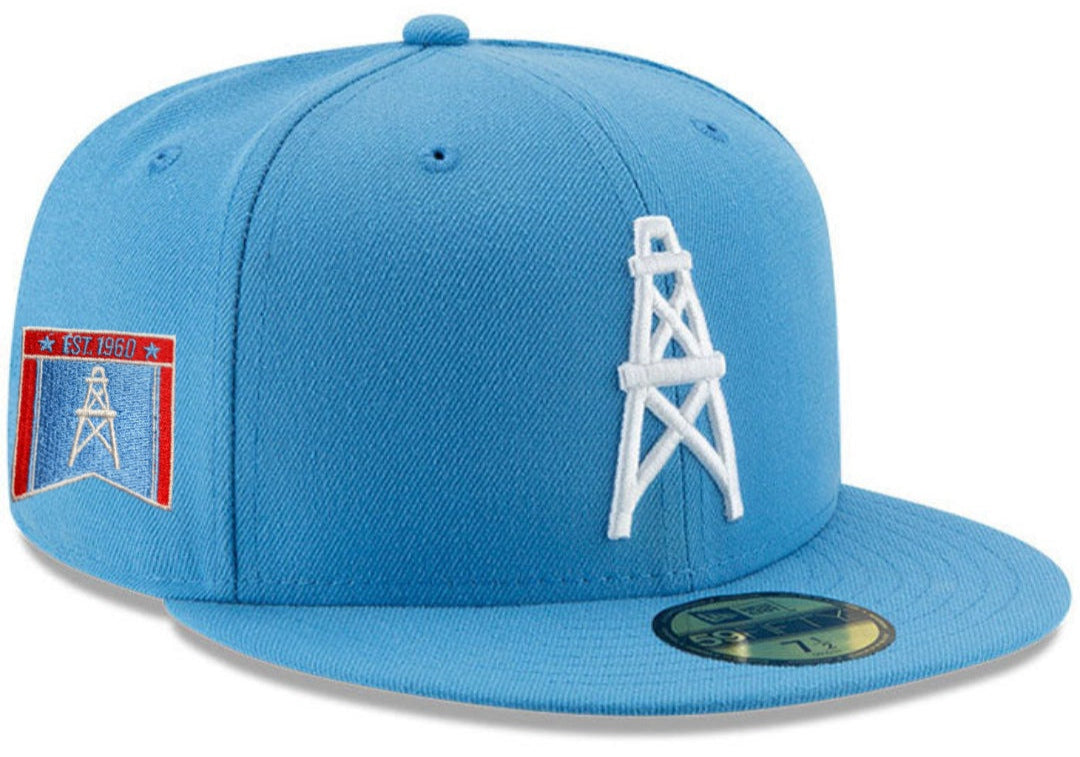 Mens Houston Oilers New Era Light Blue Bannerside 59FIFTY Fitted Hat