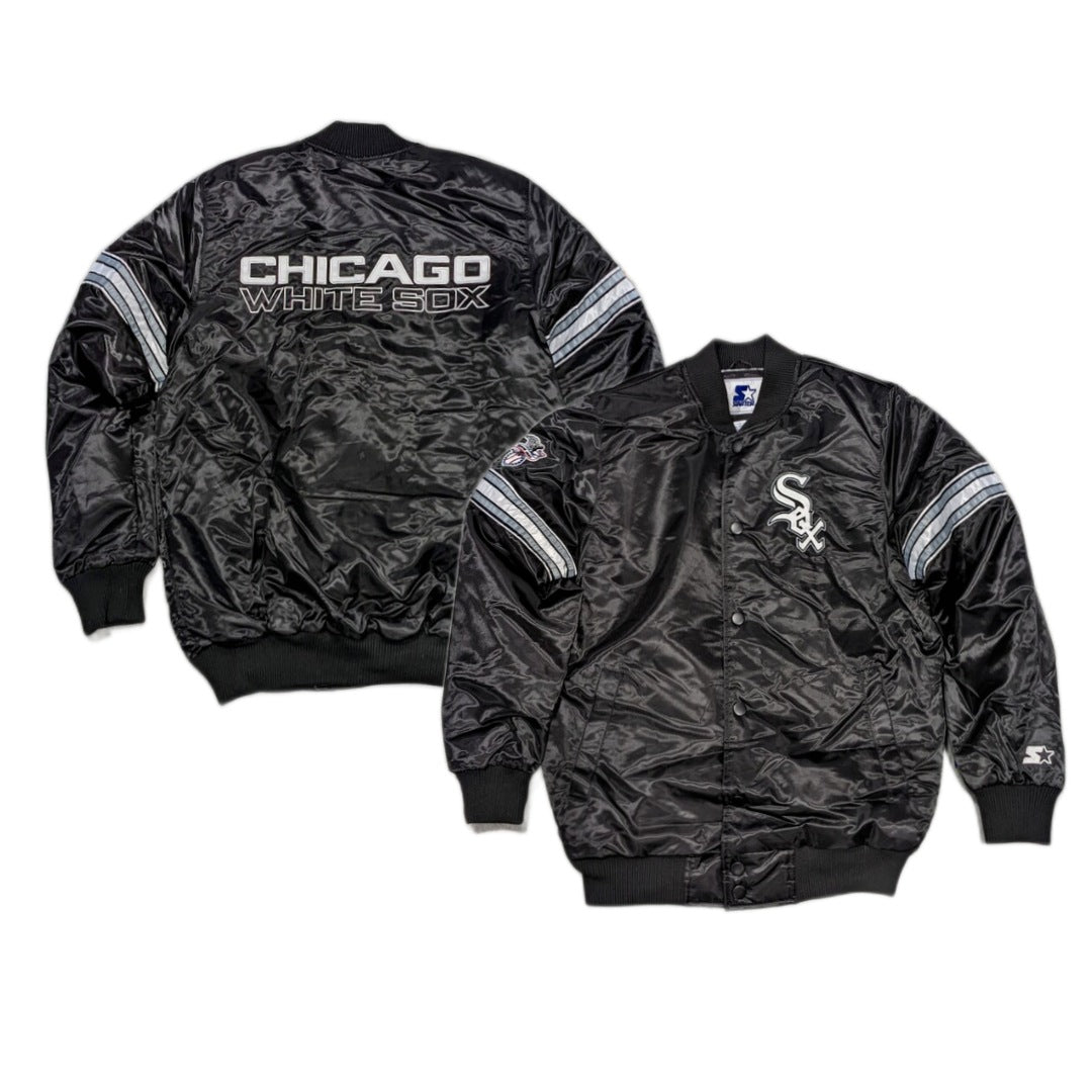 Men's Chicago White Sox Pick & Roll Starter Satin Jacket-Black