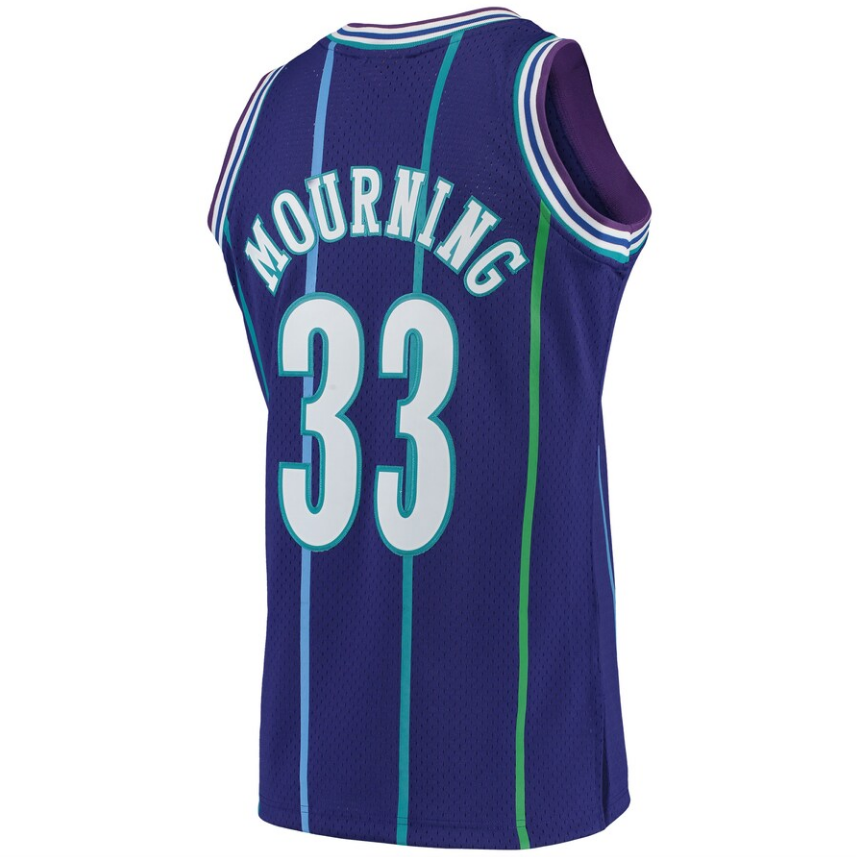Men's Alonzo Mourning Charlotte Hornets 1994-95 Purple Swingman Replica Jersey By Mitchell & Nessi