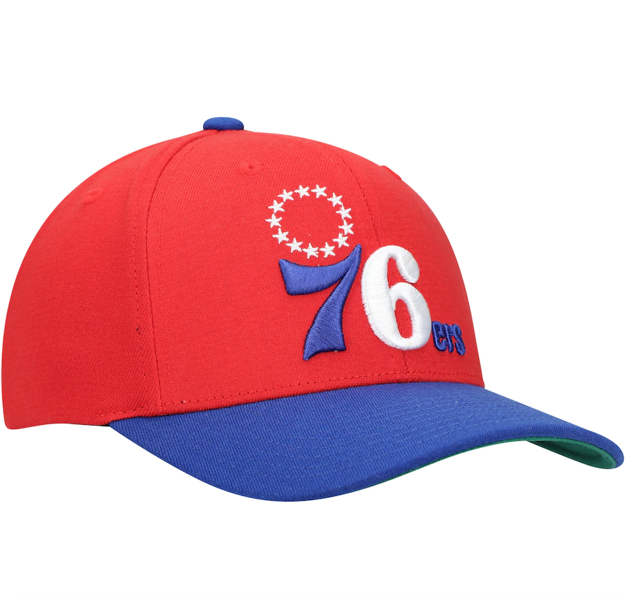 Men's Mitchell & Ness Red/Royal Philadelphia 76ers Hardwood Classics Wool Two-Tone Redline Snapback Hat