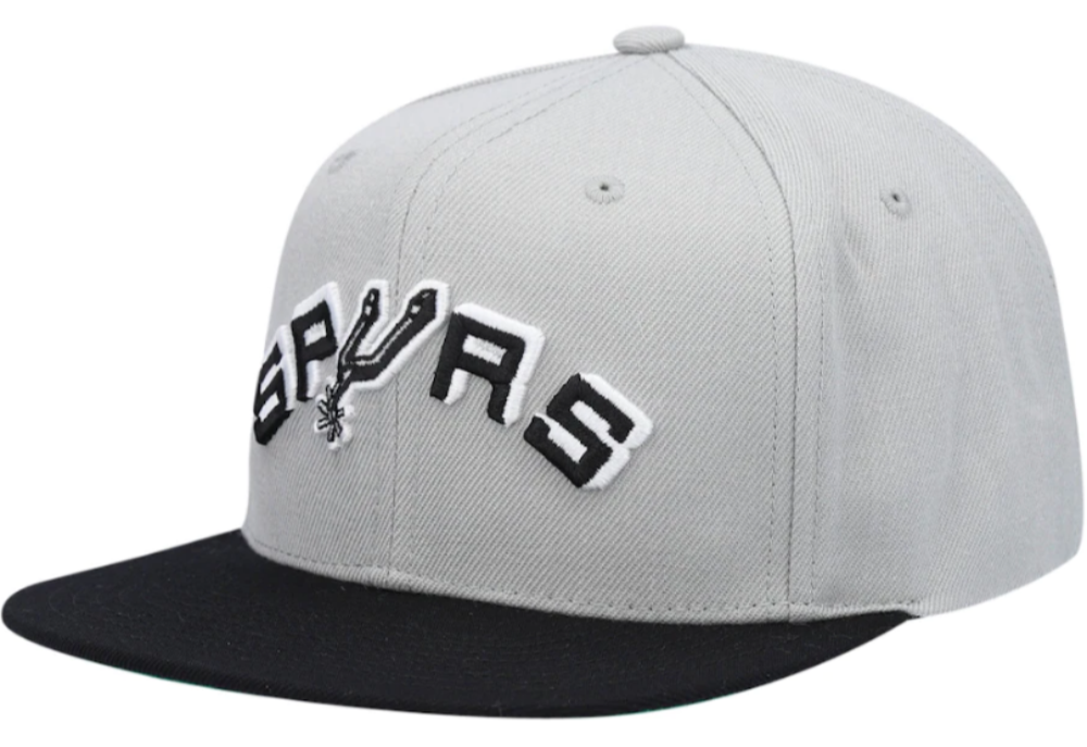 Mens NBA San Antonio Spurs Silver/Black Wool 2 Tone Snapback Hat By Mitchell And Ness