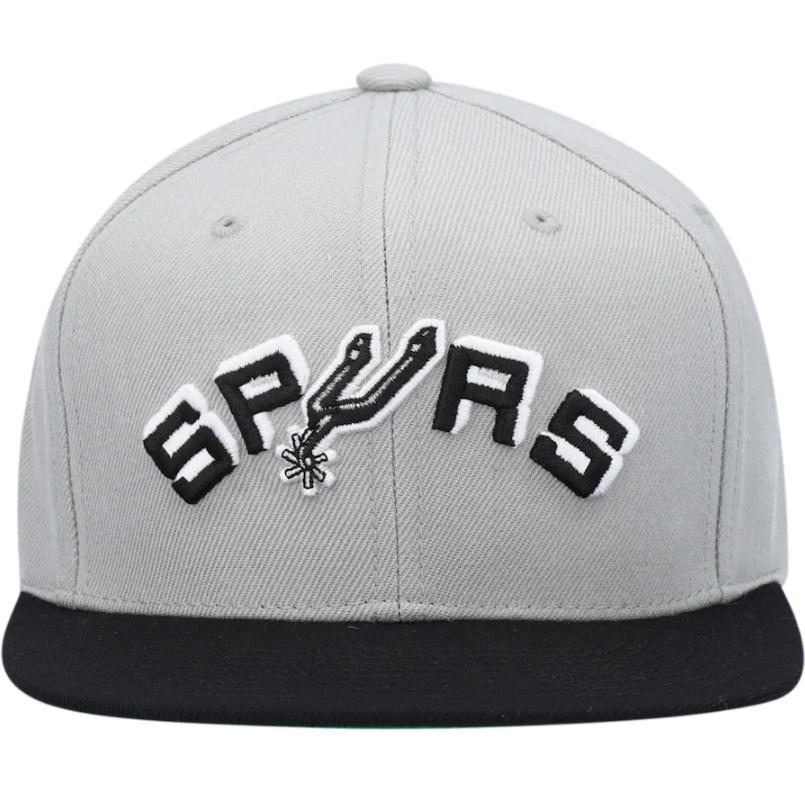 Mens NBA San Antonio Spurs Silver/Black Wool 2 Tone Snapback Hat By Mitchell And Ness