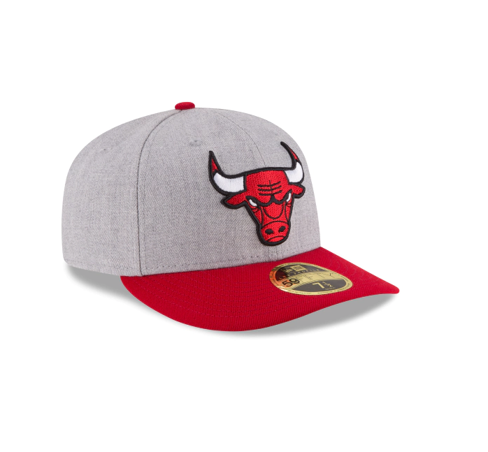 Men's Chicago Bulls 2 Tone Heather Gray And Red Authentic Collection On Field Low Crown Game 59FIFTY Fitted Hat