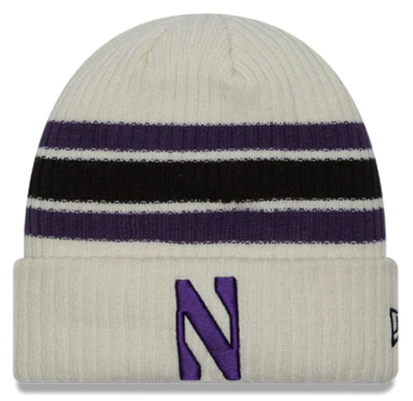 Men's Northwestern Wildcats New Era Off White Vintage Cuffed Knit Hat