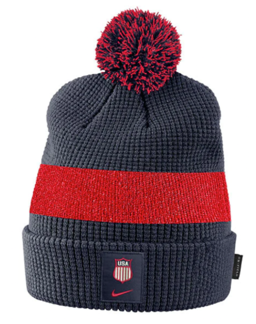 Men's US Hockey Nike Shield Patched Tri-Blend Cuffed Knit Hat with Pom