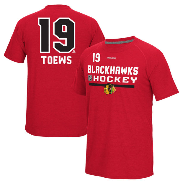 Youth Chicago Blackhawks Jonathan Toews Reebok Red Freeze Speedwick Name & Number T-Shirt