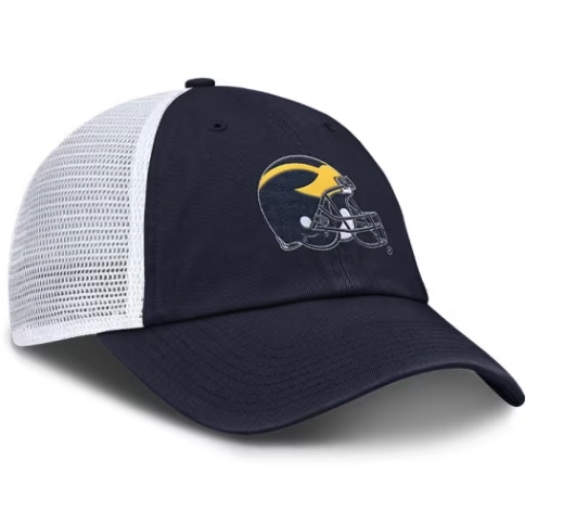 Michigan Wolverines Nike Navy Jumpman Helmet Logo Club Unstructured Adjustable Trucker Hat