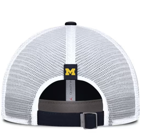 Michigan Wolverines Nike Navy Jumpman Helmet Logo Club Unstructured Adjustable Trucker Hat