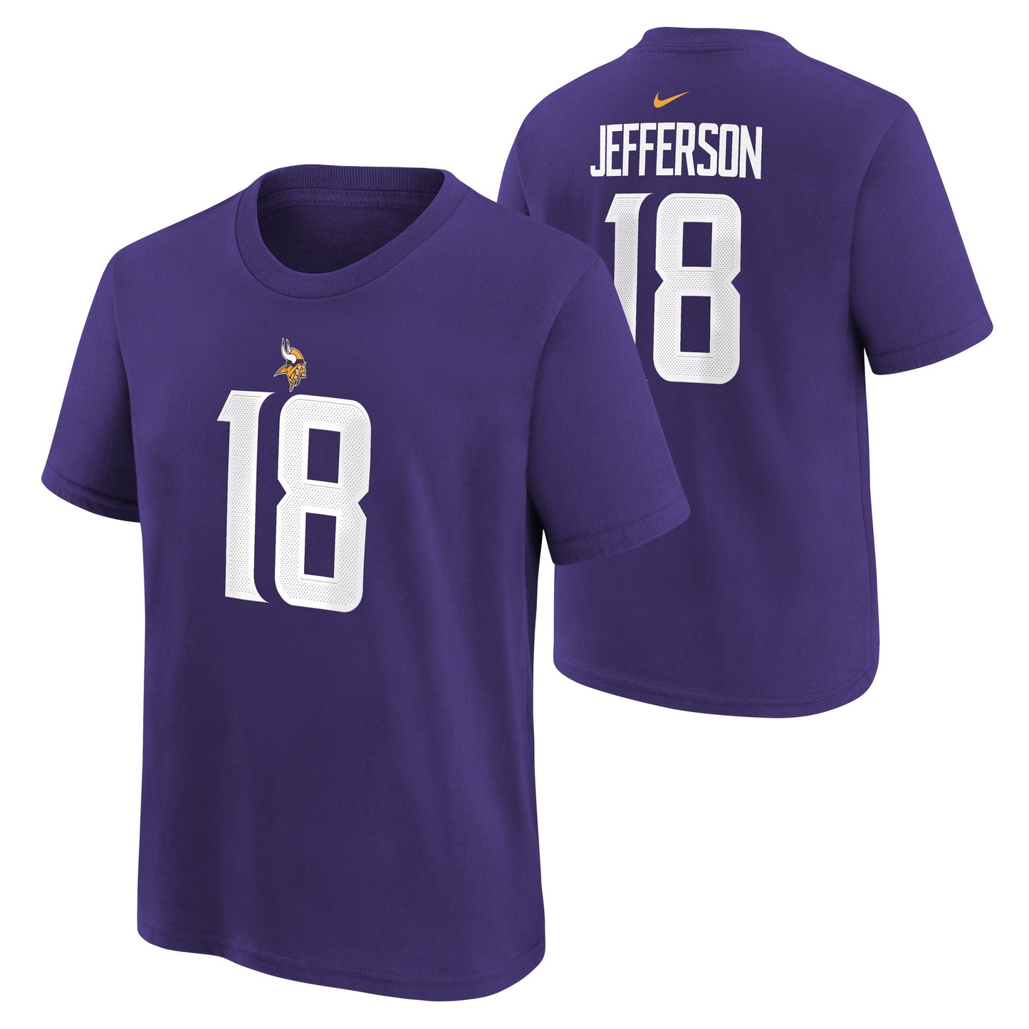 Youth Justin Jefferson Minnesota Vikings Nike Purple FUSE Name & Number T-Shirt