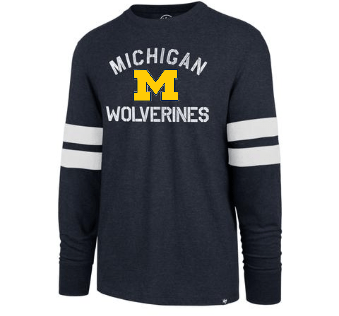 Men's Michigan Wolverines Club Scramble Long Sleeve Tee By '47 Brand