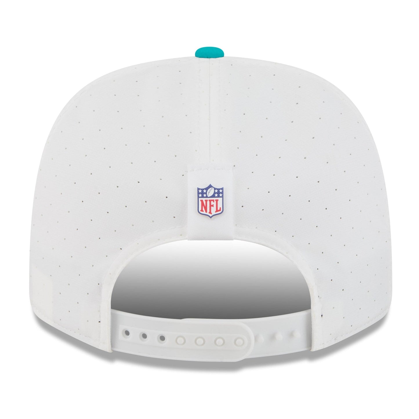Men's Miami Dolphins New Era White/Aqua 2025 NFL Training Camp 9SEVENTY Adjustable Hat