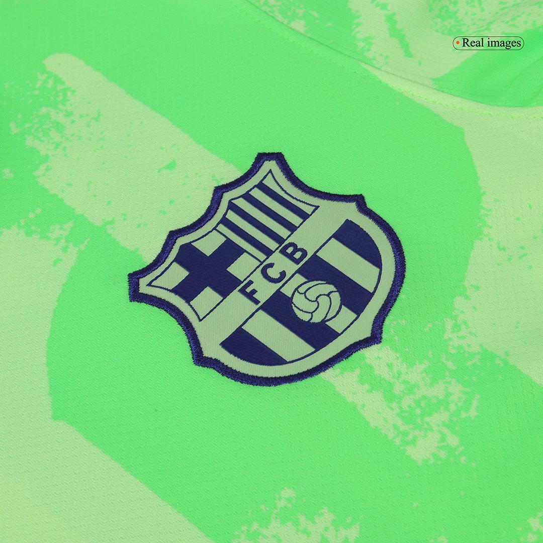Barcelona Third Away Football Shirt Green - UCL (Spotify Logo Without Text)