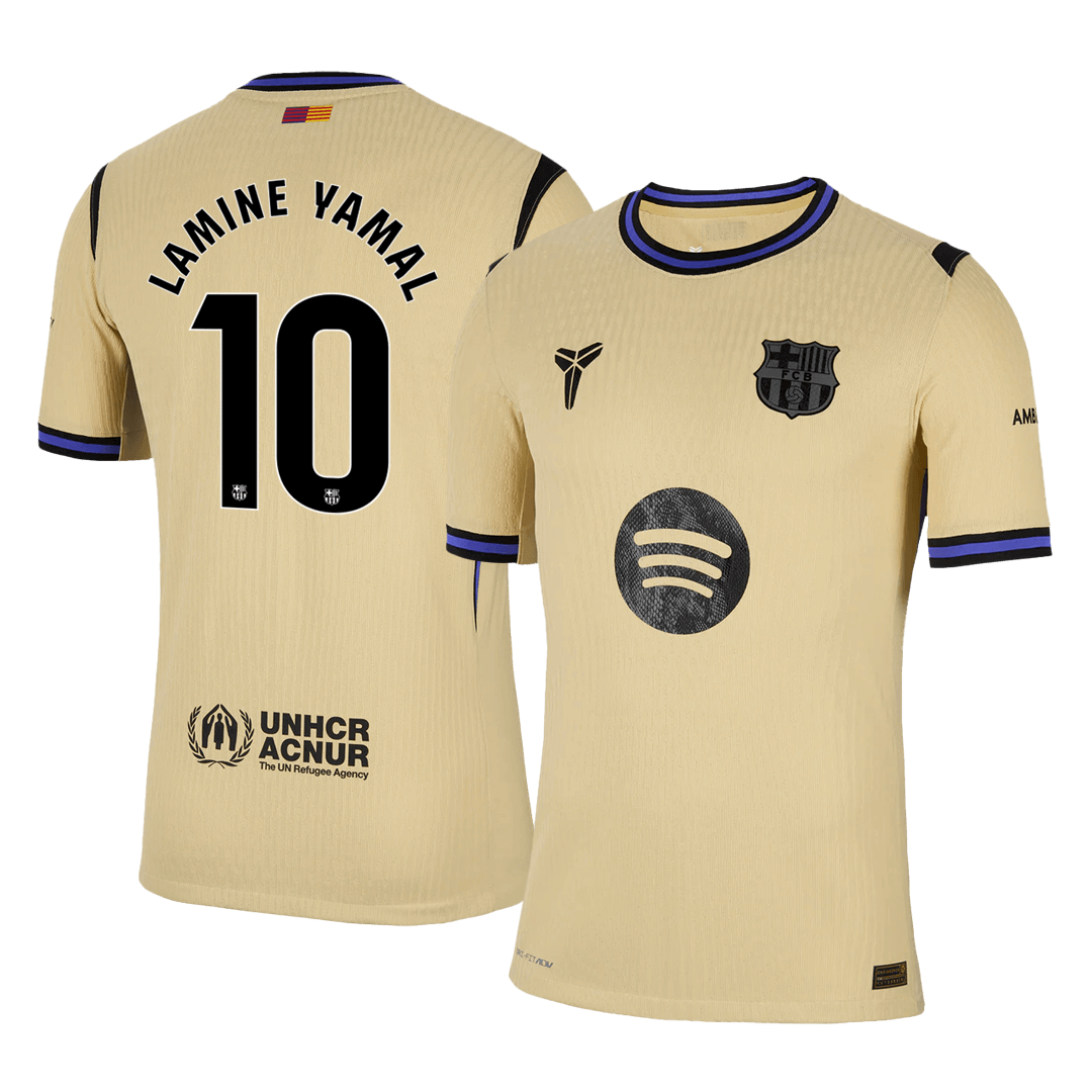 LAMINE YAMAL #10 Player Version Barcelona Away Football Shirt 2025/26 Yellow - UCL