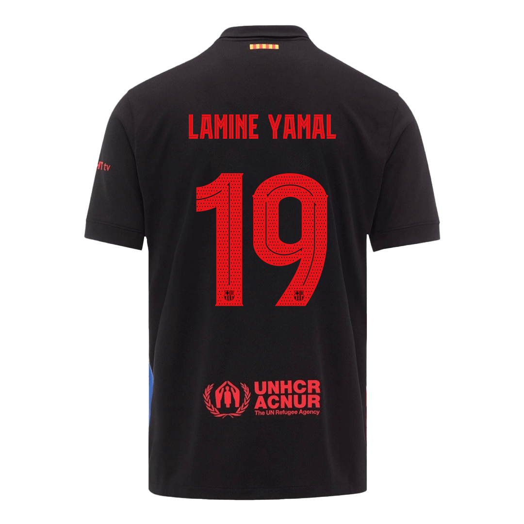 LAMINE YAMAL #19 Barcelona Away Football Shirt 2024/25 - UCL (Spotify Logo Without Text)