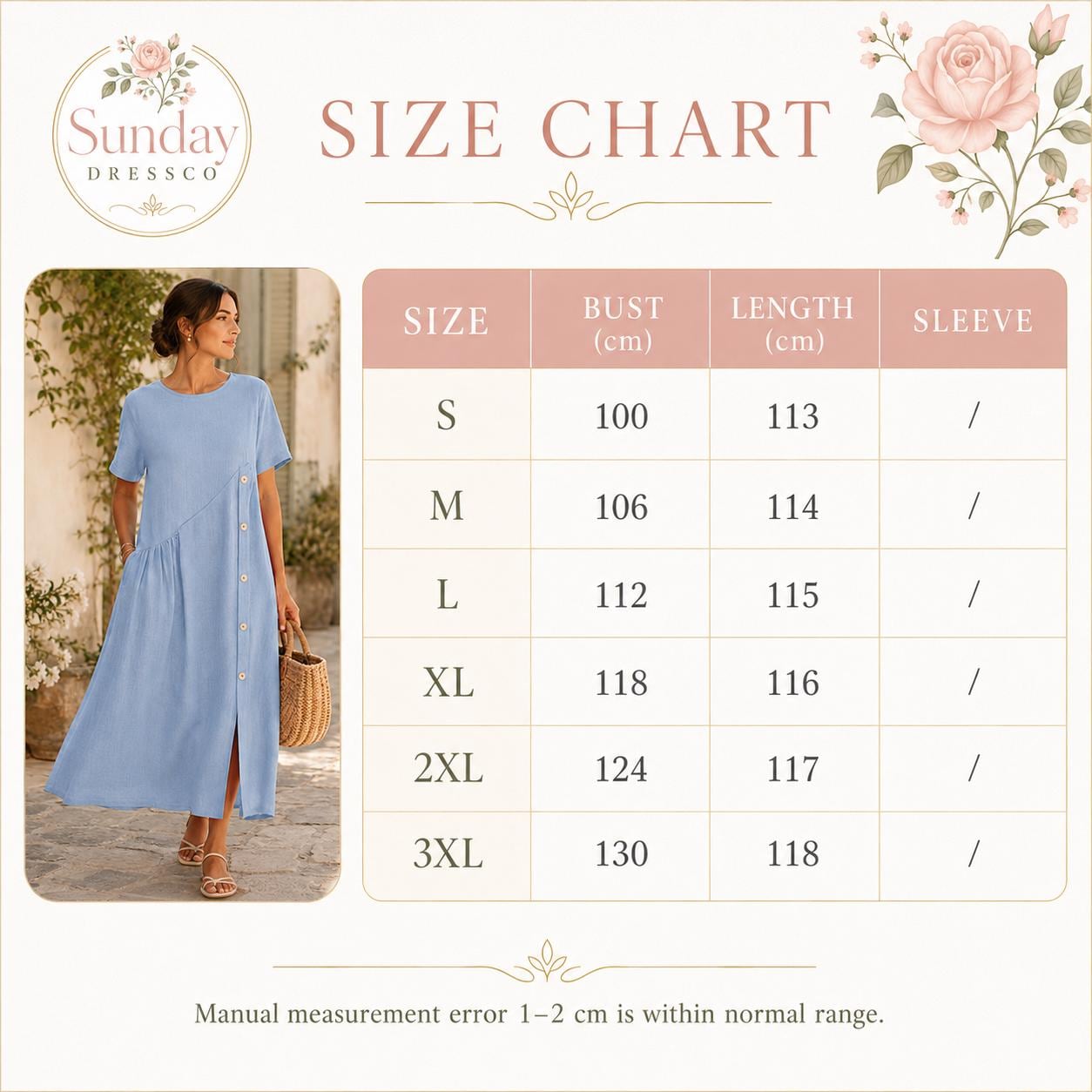 Linen Look Midi Dress - Button Front Sundress, Womens Clothing, Summer Outfit