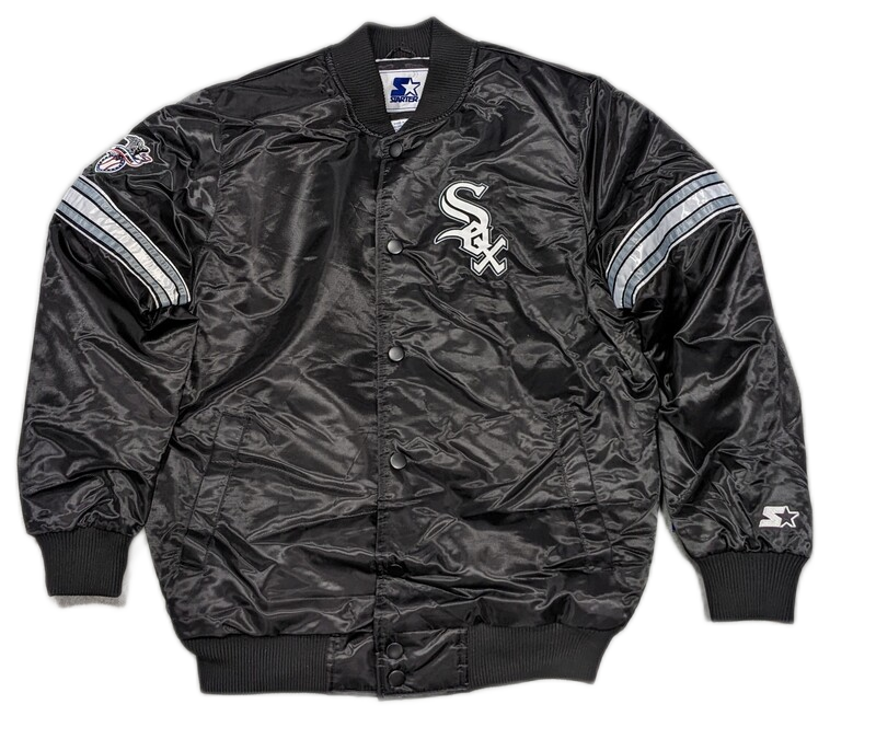 Men's Chicago White Sox Pick & Roll Starter Satin Jacket-Black