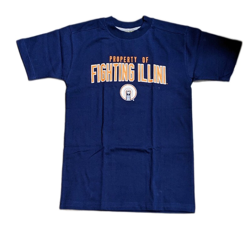 Youth Illinois Fighting Illini Illiniwek NCAA Property Of Navy Tee