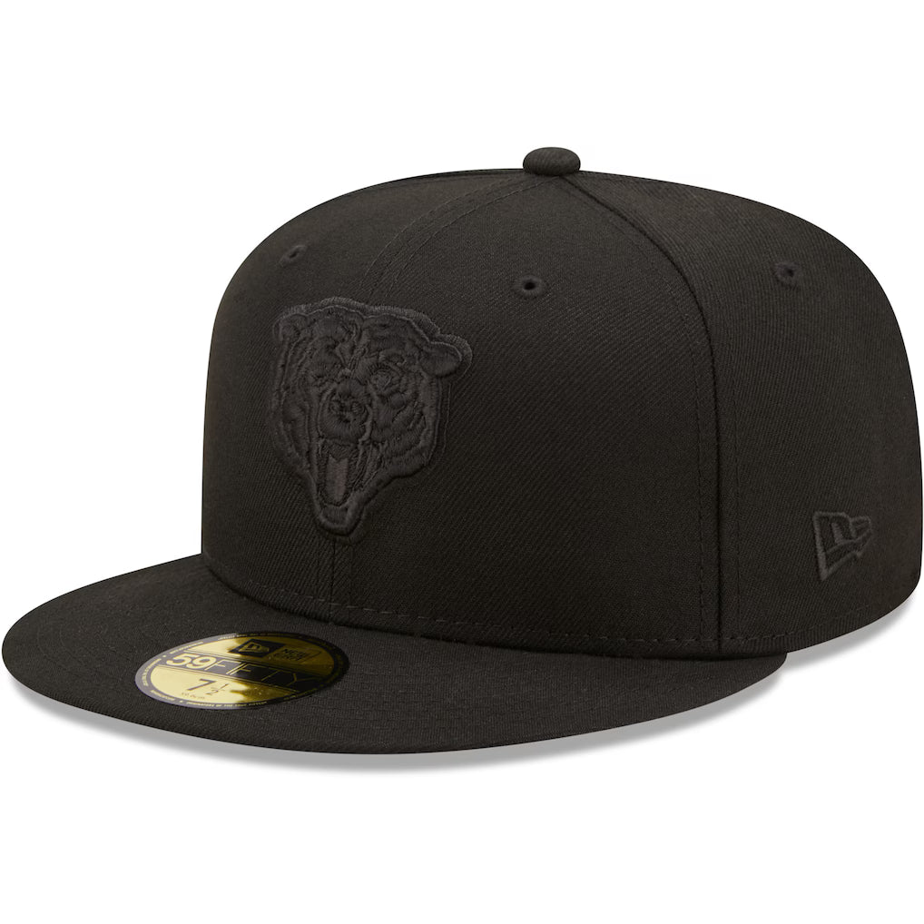 Chicago Bears Primary Logo Tonal Black New Era 59FIFTY Fitted Hat